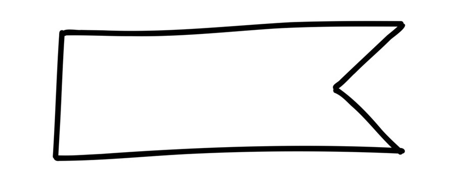 Doodle banner and flag in a hand-drawn sketch style with simple shape and blank template, perfect for messages, announcements, labels, and creative design layouts. Vector illustration