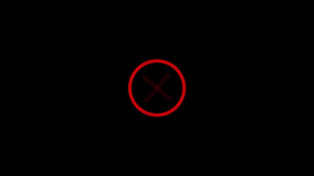Animated red cross icon on a black background.