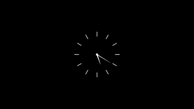 Clock icon animation for time tracking and scheduling use. Minimal timer and watch symbol motion for media projects.