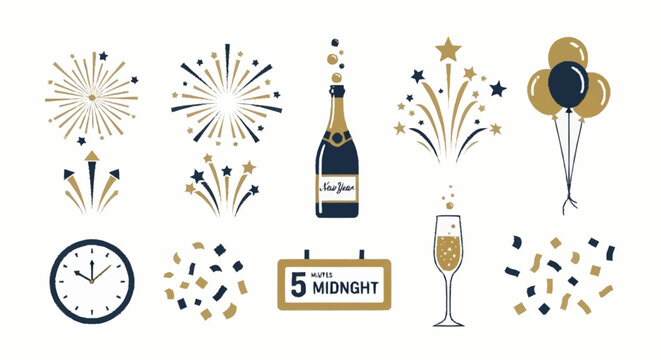 New Year Celebration Party Elements.