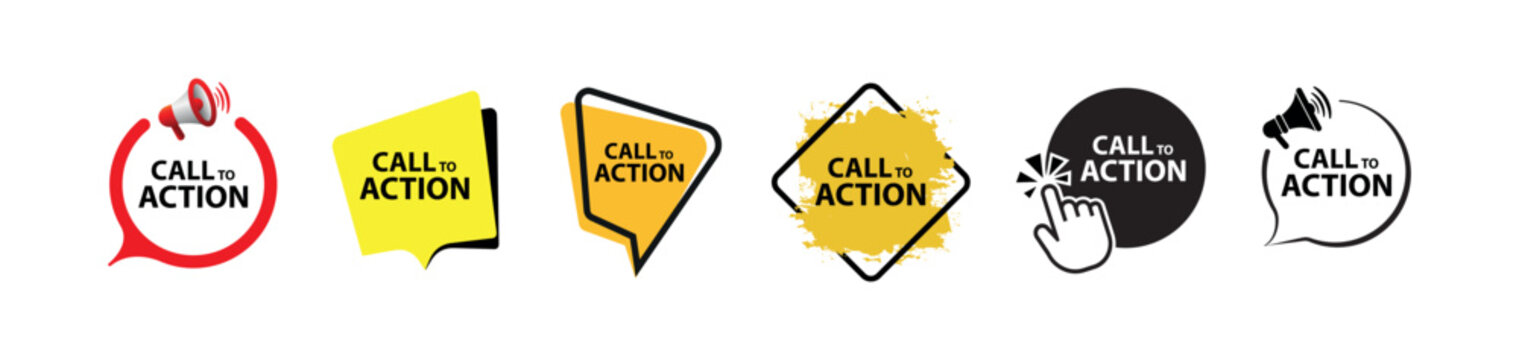 call to action sign on white background