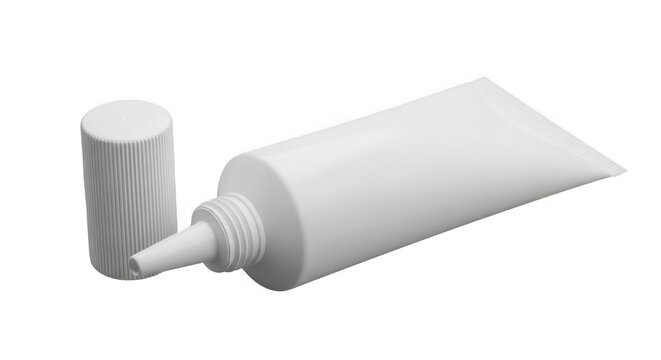 Toothpaste tube with cap on a surface isolated on transparent background,ads medicine.