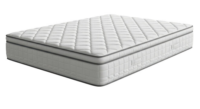 Comfortable mattress on a bed with quilted pattern isolated on transparent background,ads medicine.