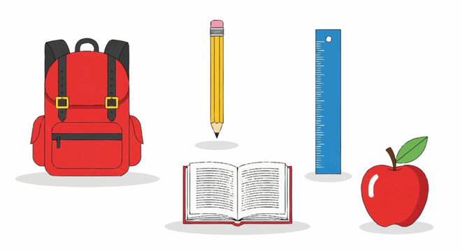 School supplies and book.