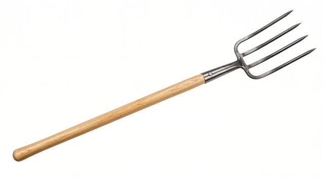 Garden pitchfork with wooden handle