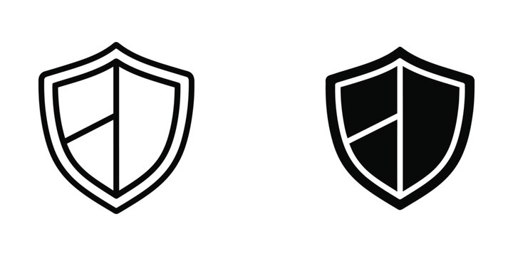 Black and white shield icon with cross design