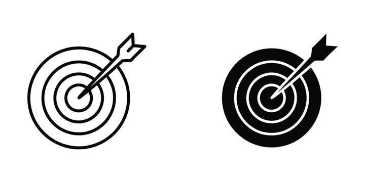 Black and white target with arrow hitting bullseye