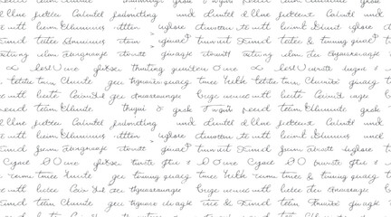Naklejka premium Seamless pattern of handwritten text in grey ink on a white background with repeating lines of cursive script