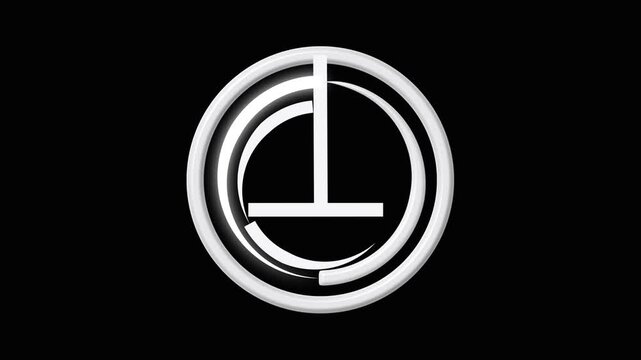 Abstract Circular Neon White Icon With Geometric Lines On Black Background Futuristic Radar Virtual Compass Or Tech Navigation Symbol For Modern Branding And Interface Design.