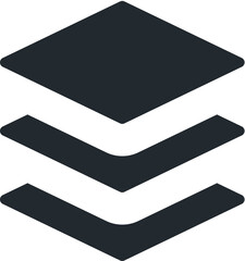 Dark layered stack icon representing data or files with database organization management information technology download © MOSAREFHOSSEN