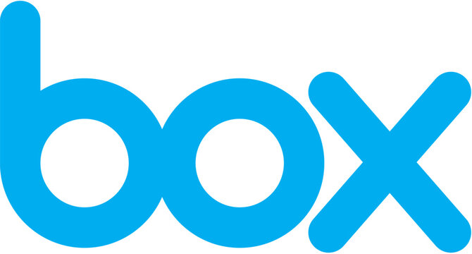 Blue word 'box' graphic with rounded edges typography branding container packaging advertising marketing internet abstract