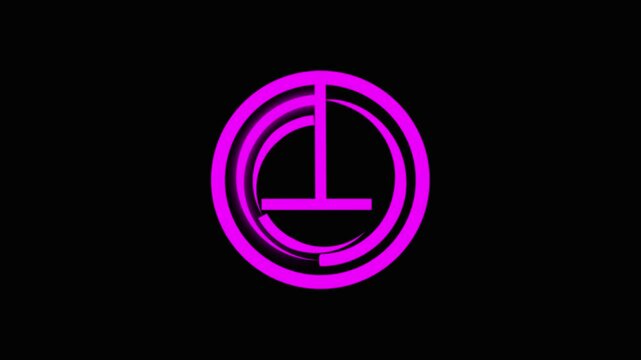 Abstract Circular Neon Purple Icon With Geometric Lines On Black Background Futuristic Radar Virtual Compass Or Tech Navigation Symbol For Modern Branding And Interface Design.