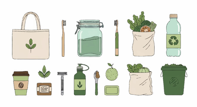 Zero Waste Lifestyle Objects.