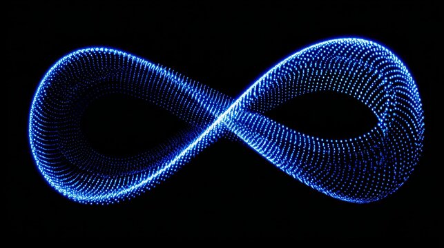 Blue glowing infinite infinity symbol, representing endless possibilities and eternal concepts.