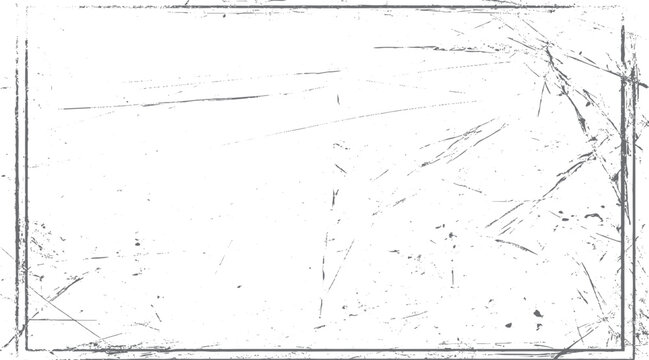 Distressed grunge frame with scratches and speckles on white background texture