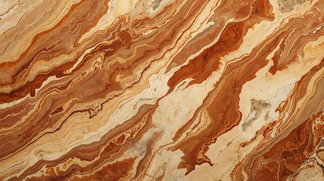 Warm amber and terracotta marble texture background, elegant natural stone pattern with white crystalline veins, abstract organic onyx surface for luxury interior design or backdrop.