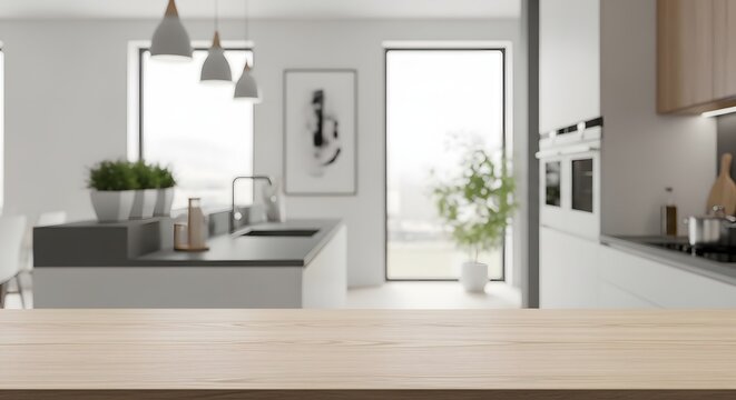 Modern minimalist kitchen with bright natural light and d cor