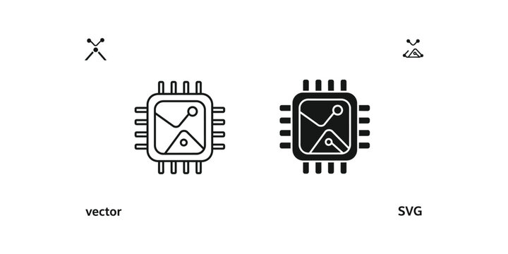 Modern chip microcontroller vector and svg icon set