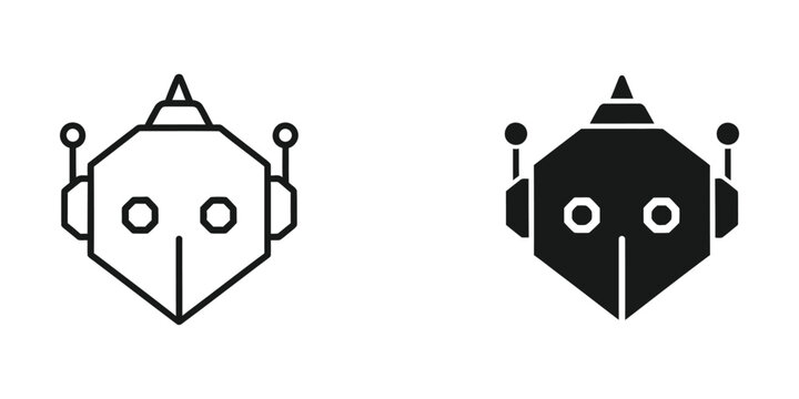 Minimalist robot head icon with circuit elements