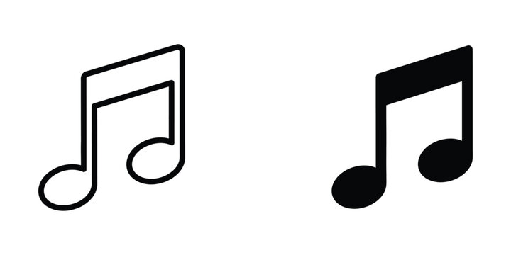 Simple black music notes vector icon with two eighth notes