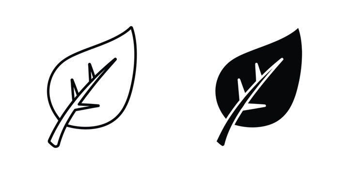 Simple black and white leaf icon with stem