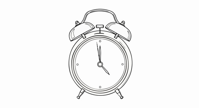 Retro twin-bell alarm clock illustration showing close to five o'clock
