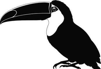 Obraz premium Toucan silhouette a striking black and white tropical bird illustration