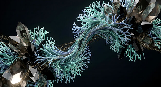 Bioluminescent Filigree on Obsidian