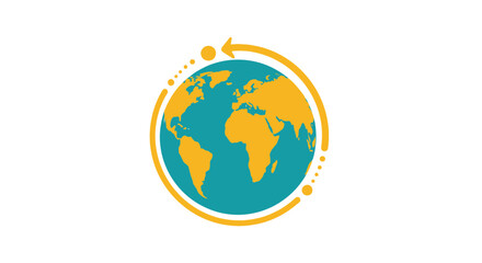 Naklejka premium Global travel and logistics icon with earth and circular arrow.