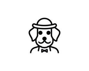 Obraz premium Minimalist Dog Head Wearing Hat and Bowtie Logo Design