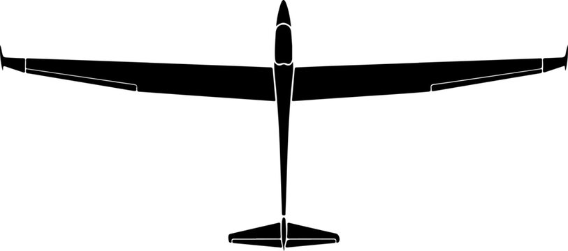 Glider, airplane, vector illustration, black, white background, aircraft, flight, aviation