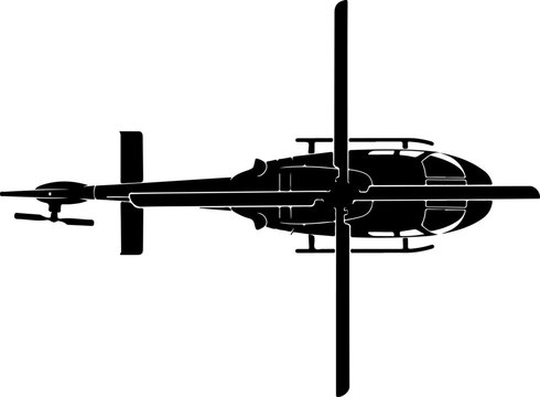 Black helicopter, aircraft silhouette, vector illustration, transportation icon