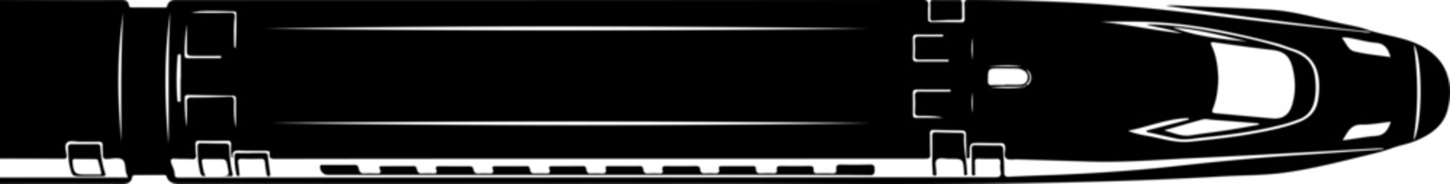 Sleek bullet train, high-speed rail, modern transportation, vector illustration