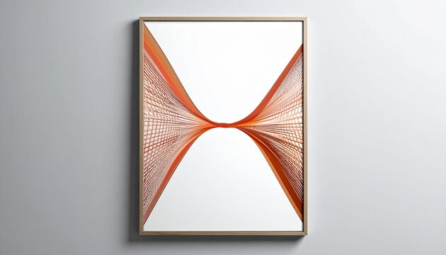 Abstract String Art in Frame - Geometric Design on White Background.