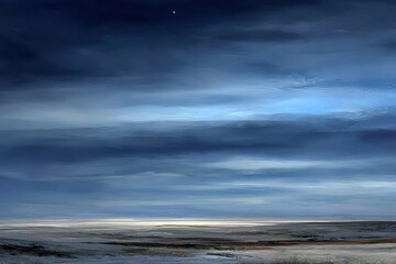 Obraz premium Dark Clouds Over Snowy Plains at Night