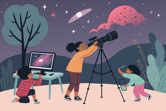 Astrophotography Workshop Scene With Children Lear ( 1 )