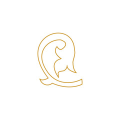 Obraz premium Outline Ornament Leaves Gold