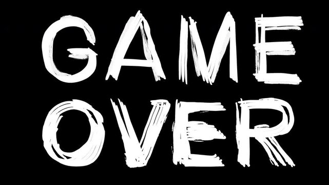 Retro-style "Play" and "Game Over" brush-style animation. Ideal for gaming channels, esports streams and video game-related motion graphics.