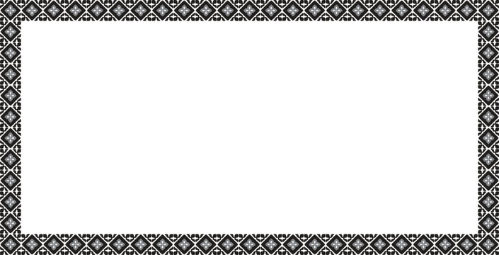 Decorative frame with an elegant black and white geometric pattern, perfect for adding a sophisticated border to photos, invitations, and certificates