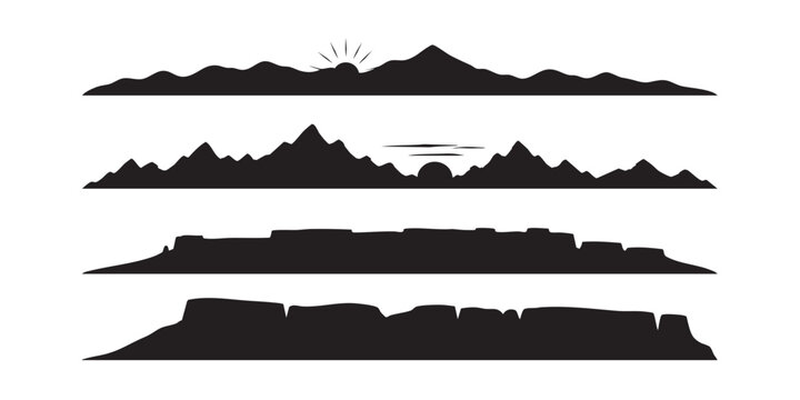 Mountain Range and Desert Mesa Skyline Silhouettes