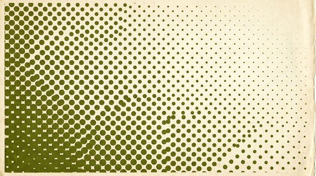 Retro Halftone Dot Gradient Overlay Sheet in Olive Green and Cream for Editorial Photography and Magazine Design