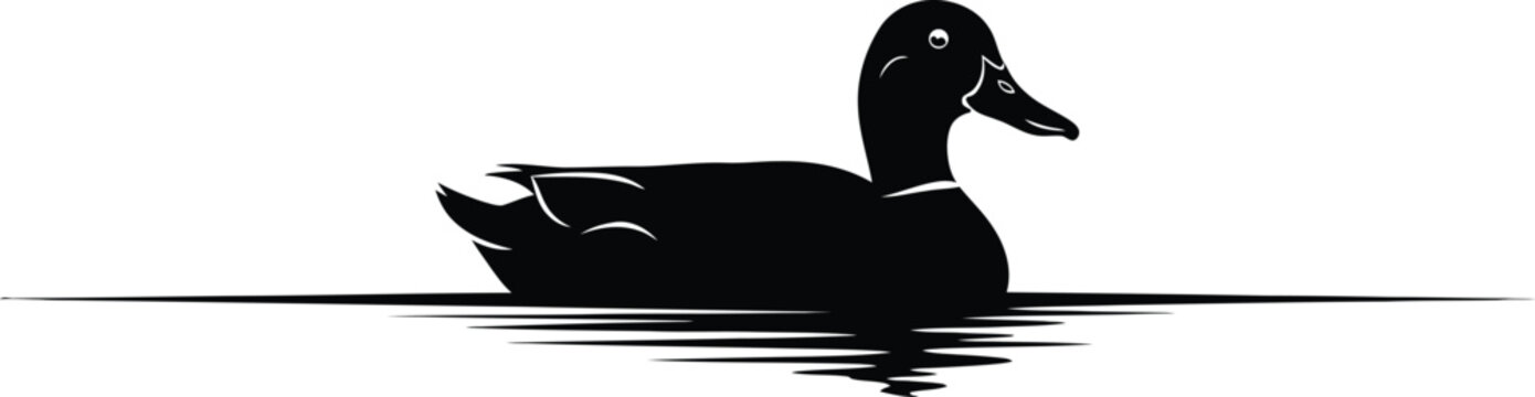 Elegant duck silhouette on water a minimalist wildlife illustration