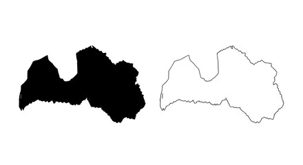 Obraz premium Latvia Map Silhouette and Outline Vector Illustration