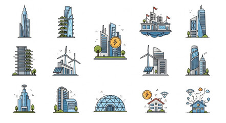 Collection of modern buildings and architectural designs. © pramona
