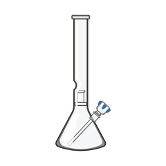 Naklejka premium Glass water pipe illustrating the equipment used for consuming herbal substances, commonly associated with relaxation, recreation, and alternative medicine practices