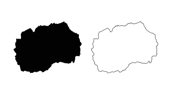 North Macedonia Map Silhouette and Outline Vector Illustration