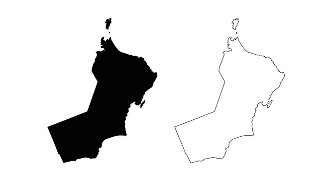 Oman Country Map Silhouette and Outline Vector Illustration
