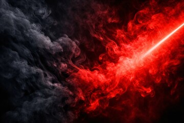 Fototapeta premium Flowing dark smoke with neon red light 