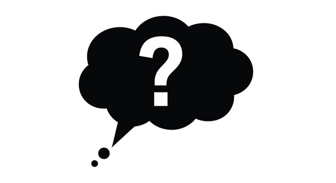 thought bubble with question mark black silhouette on white background high quality professional detailed modern elegant stylish clean crisp vibrant