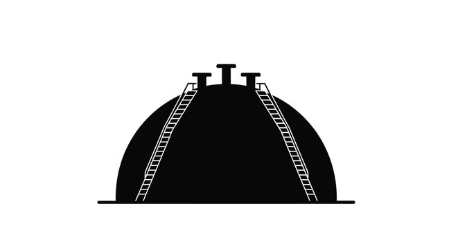 spherical tank silhouette with ladders and pipes on white background high quality professional detailed modern elegant stylish clean crisp vibrant